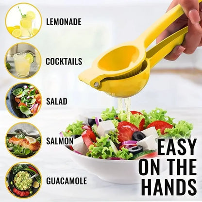 Aluminum Lemon Squeezer Manual Citrus Juicer Handheld Lemon Press – Portable Yellow