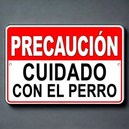 Spanish 'Beware of Dog' Sign – Precaución Cuidado Con El Perro Bite | Rustic Warning Decor,room decor，halloween decor，home decor