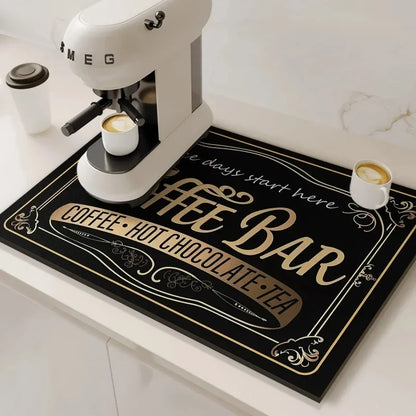 VIKAMA Coffee Machine Absorbent Mat Water and Oil Absorbent Kitchen Dish Drainer Quick-Drying Absorbent Mat Dish Mat Home Decor