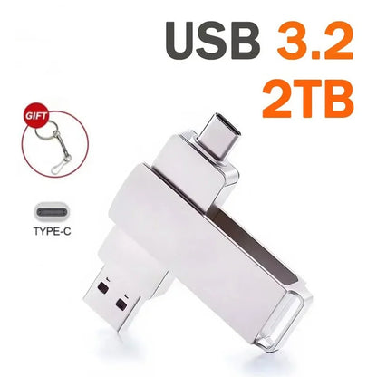 16TB USB 3.2 Flash Drive — 2-in-1 USB-C & USB-A OTG Pendrive, High-Speed Waterproof