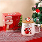 Christmas Tree Ceramic Mug with Lid and Spoon, Holiday Coffee & Tea Gift