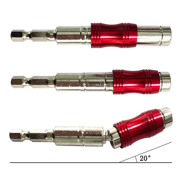 Red Curved Magnetic Hex Extension Bit Holder - Universal Drill and Screwdriver Adapter