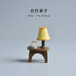 ZAKKA Miniatures Study Bookcase Home Decor Cute Cartoon Cat Retro Desk Gramophone Ornament Crafts Dollhouse Accessories Toy Gift
