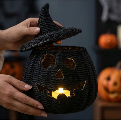 Resin Halloween Pumpkin Decoration with Witch Hat - 6 Styles