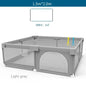 Light Gray Baby Playpen with Pull Ring - Play Yard & Ball Pit Safety Fence for Toddlers