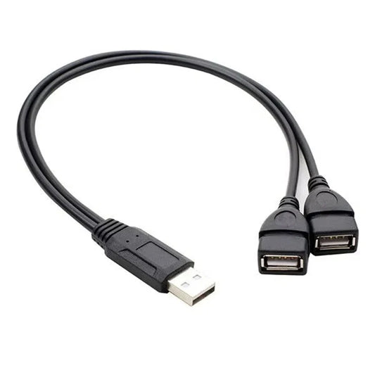USB 2.0 A Male to Dual USB-A Female Y Splitter Cable - Data + Charging, 15 cm / 30 cm (5.9 in / 11.8 in)