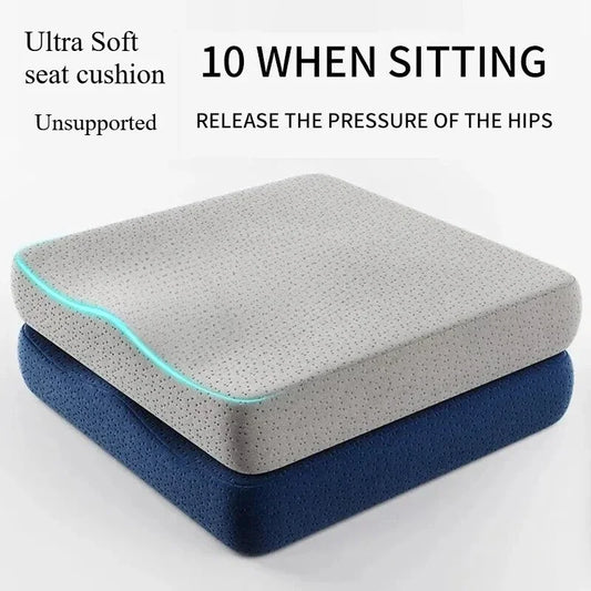 Ergonomic Memory Foam Seat Cushion for Office Chair - Hemorrhoid Relief & Long-Sitting Comfort