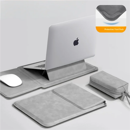 PU Laptop Sleeve with Built-in Stand 13–16 Inch — Slim Protective Case