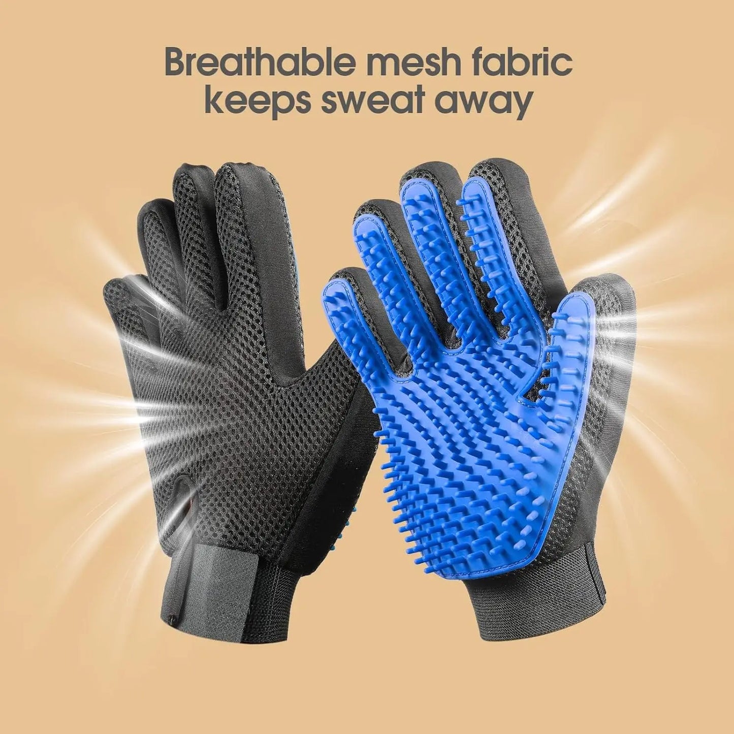 2-Pack Pet Grooming Gloves for Dogs & Cats - Deshedding Hair Remover & Massage Brush (Left & Right)