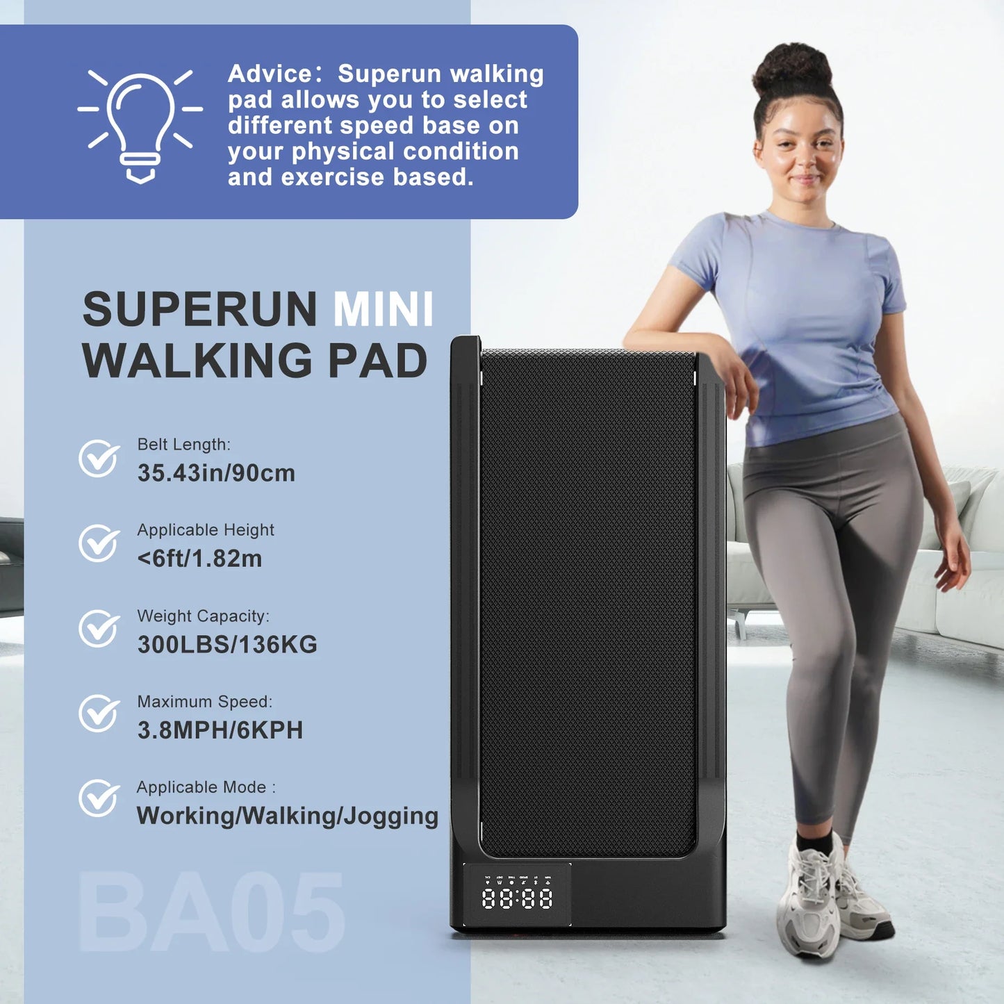 Portable Walking Treadmill 2.5HP — Anti-Slip, Home & Office Use