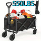 Collapsible Wagon Cart with All-Terrain Wheels — Heavy-Duty Foldable Beach, Shopping & Camping Utility Cart