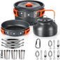 Lightweight Aluminum Camping Cookware Set – Nonstick Pot & Pan for 2-4 People with Mesh Carry Bag