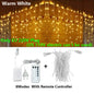 LED Icicle Curtain Fairy String Lights 3.5-40M (11.5-131ft) Remote Waterproof Outdoor Indoor Christmas Wedding Decor