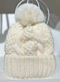 New Winter Twist Knitting Hat For Women Fur Pompom Thick Plush Cap Beanie Solid Color Ladies Warm Ski Snow Skullies Beanies