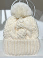 New Winter Twist Knitting Hat For Women Fur Pompom Thick Plush Cap Beanie Solid Color Ladies Warm Ski Snow Skullies Beanies