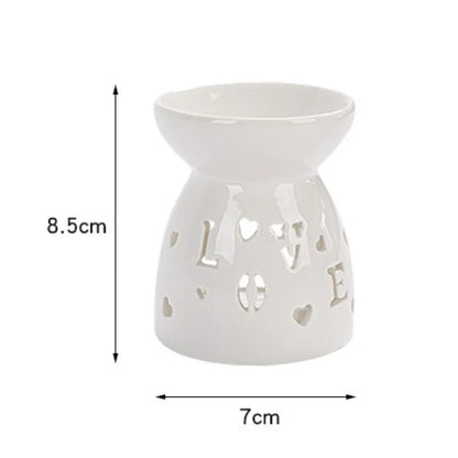 White Ceramic Incense & Oil Burner Hollow Aromatherapy Warmer for Home Decor