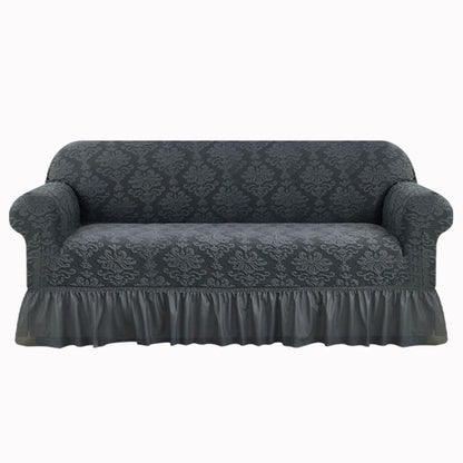 European Jacquard Sofa Slipcover with Skirt – Non-Slip, Embossed, Machine Washable (Single to 4-Seater)