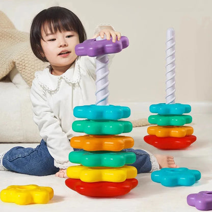 Baby Rotating Rainbow Tower Montessori Stacking Toy