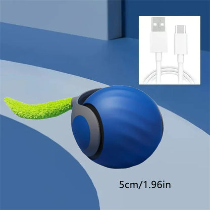 Automatic Rechargeable Cat Toy Ball — Motion-Activated Interactive Rolling Teaser with Plush Tail, USB-C