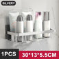 No-Drill Aluminum Alloy Bathroom Shower Shelf Wall-Mounted Shampoo Rack and Kitchen Organizer