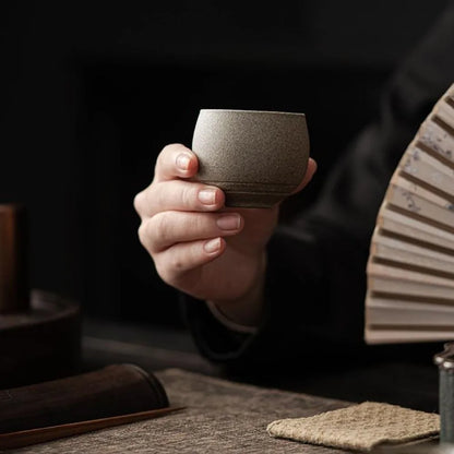 Japanese Stoneware Tea Cup 80ml (2.7 oz) Handmade Retro Teacup for Tea & Coffee