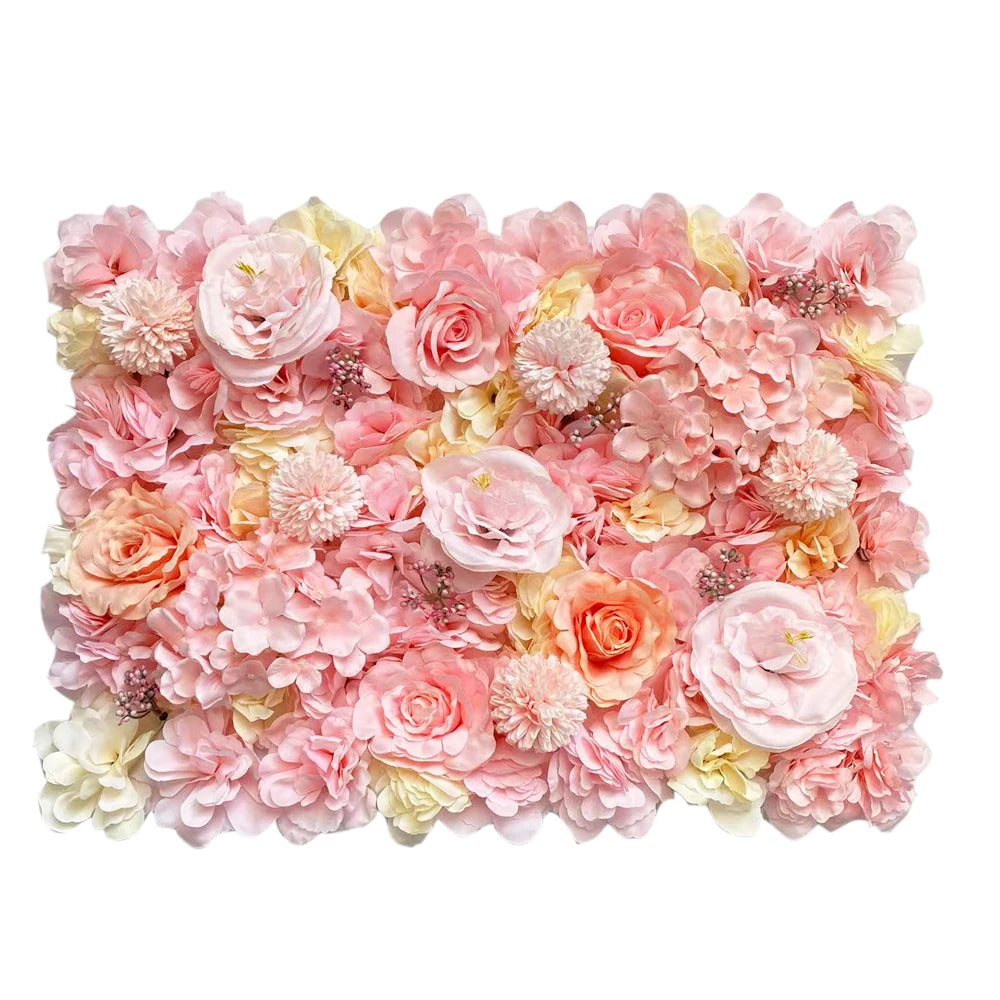 MEIHON Silk Rose Flower Wall Panel - 60x40cm Artificial Backdrop, Connectable, 34 Color Options for Wedding, Home & Events