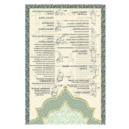 VIKAMA Classic Mosque Print Islamic Prayer Mat, Foldable Travel Muslim Rug, Washable Lightweight Janamaz for Eid Ramadan Gifts