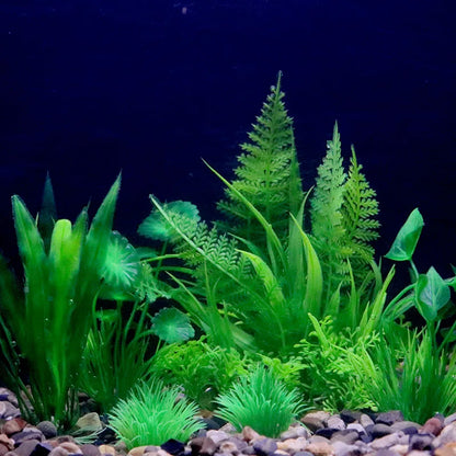Artificial Aquarium Plants – Plastic Underwater Green Shrubs with Resin Base, Fish Tank Decoration