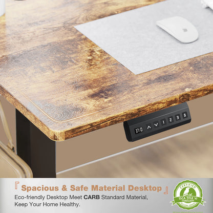 JHK 63" x 24" Electric Standing Desk - 28.35"-46.46" Height, 3 Memory Presets, 154 lbs Capacity, Anti-Collision, EPA/CARB, Oak/Black/White/Rust
