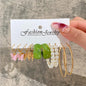 Gold Butterfly & Heart Dangle Earrings Set – Acrylic Drop Jewelry for Women