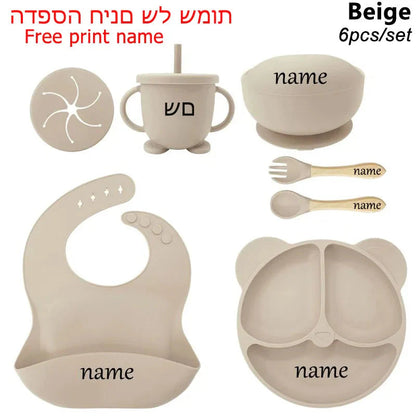 Baby Feeding Plate Set Suction Bowl Silicone Tableware 6PCS