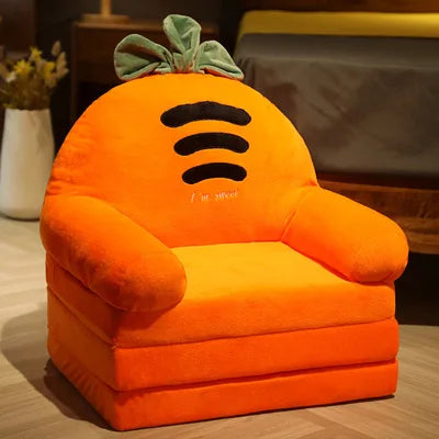 Foldable Kids Cartoon Sofa Bed — Plush Toddler & Baby Seat, Princess Nap Cushion