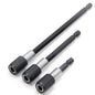 3-Piece Hex Quick-Release Self-Locking 1/4 in (6.35 mm) Extension Bit Holder Set — 60/100/150 mm for Drills & Screwdrivers