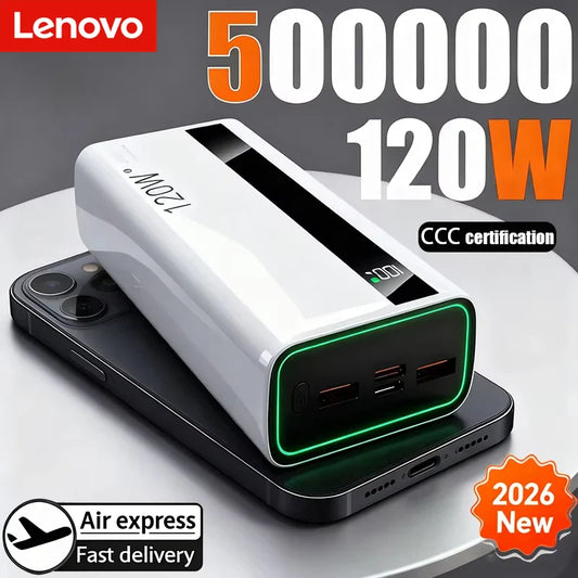 500000mAh 120W Fast Charging High-Capacity Portable Power Bank External Battery Charger for iPhone & Samsung