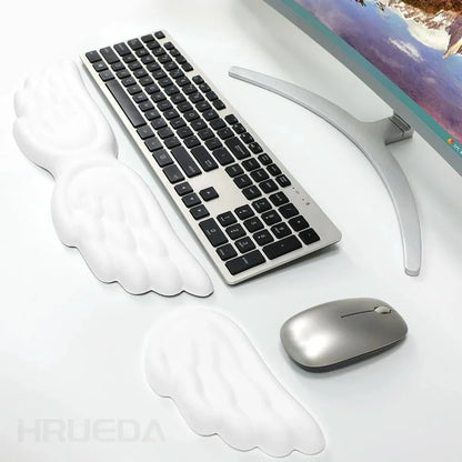 Ergonomic Angel Wing Memory Foam Keyboard & Mouse Wrist Rest Set — Non-Slip Wrist Support for Laptop & PC