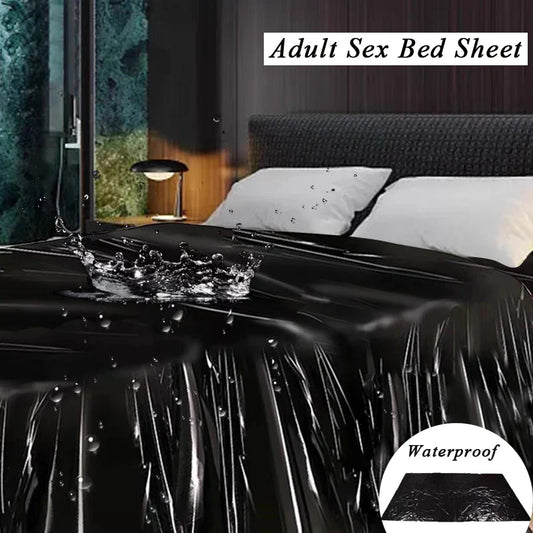 Black Waterproof PVC Bed Sheet – Oil-Resistant Thick Mattress Protector Fits 1.2 / 1.5 / 1.8 / 2.0 m Beds (220×130 / 220×160 / 220×200 cm | 86.6×51.2 / 86.6×63.0 / 86.6×78.7 in)