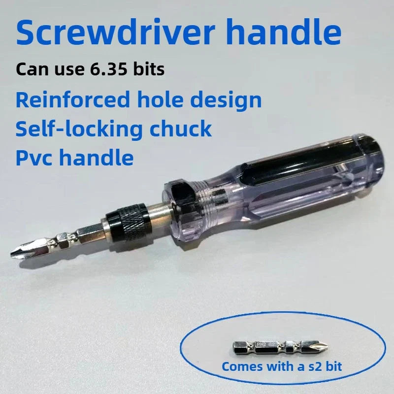 6.35 Multi Purpose Screwdriver Handle 6.35 10 Piece Set S2 Universal Cross Shaped Quick Magnetic Suction Portable