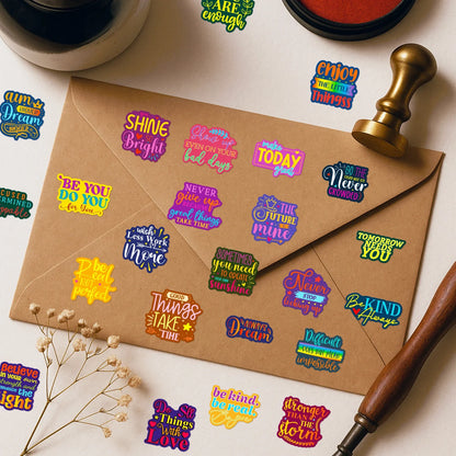 50PCS Inspirational Text Graffiti Stickers Colorful Healing English Stationery Decoration Stickers