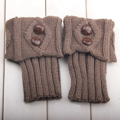 Women's Short Knit Diamond 2-Button Boot Cuffs — Knit Leg Warmers & Boot Covers