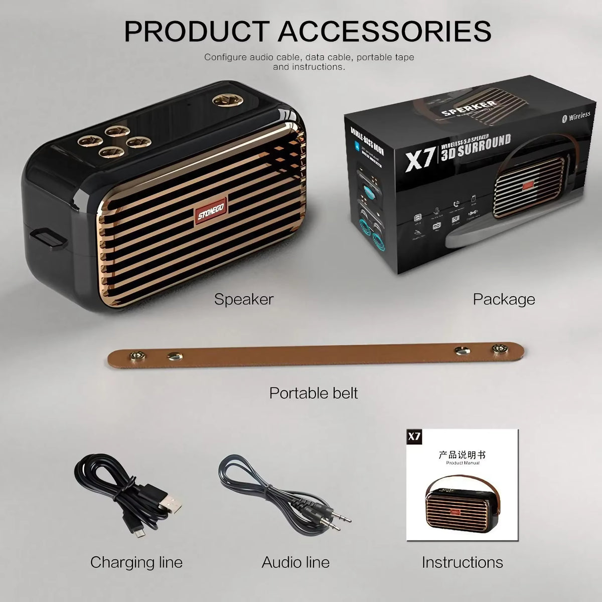 STONEGO Portable Bluetooth Speaker, 16W Stereo, TWS