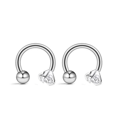 2pcs Stainless Steel Crystal CZ Tragus Piercing Helix Studs Earrings