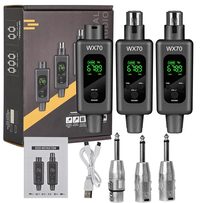 Professional UHF Wireless Microphone Converter Wireless System XLR Transmitter and Receiver Support 0V 48V Mics