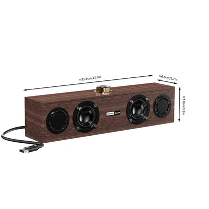 Multimedia Bluetooth Speaker Dual-Mode Wired & Wireless Retro Subwoofer for TV, PC & Mobile (USB Powered)