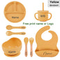 8-Piece Silicone Baby Feeding Set with Suction Plate, Bowl & Straw Cup — Personalized Kids Tableware, BPA-Free