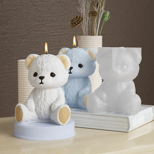 Smiling Teddy Bear Silicone Mold — 3D Candle, Soap, Resin & Ice Cube DIY Craft Mold for Home Decor & Gifts