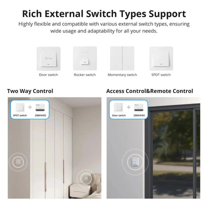 SONOFF ZBMINIR2 Extreme Zigbee Smart Switch Detach Relay External Switch Remote Control via eWeLink Compatible With Zigbee Hub