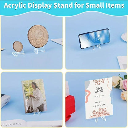 Acrylic Mini Display Stand – Clear Triangular Easel for Coins, Cards, Photos & Collectibles (Set of 10)