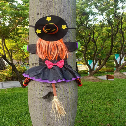 Halloween Witch Crashing Into Tree Decoration - 100 x 110 cm