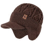New Unisex Winter Hat Plush Fur Lined Warm Earflap Cap Stylish Soft Beanie Hat  Outdoor Thick Ski Sports Knitted Hat