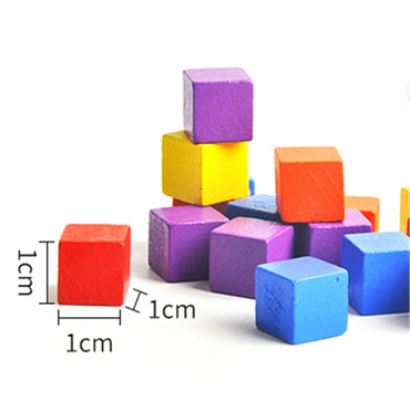 100-Pack 10mm (0.39 in) Colorful Wooden Cubes - Dice Tokens for Crafts, Board Games & Early Education